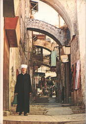 Jerusalem Bazar Street Scene with Arches and Shops Postcard