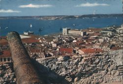 Lisbon Partial View with Cannon and Praça do Comércio Postcard