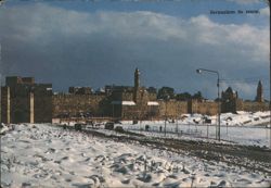Jerusalem in Snow, Old City Wall, Jaffa Gate & Citadel Postcard