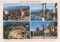 Saluti da Taormina, Greek Theater and Mount Etna Postcard