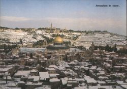 Jerusalem Covered in Snow with Dome of the Rock Postcard
