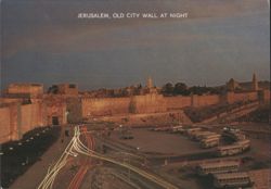Old City Wall at Night, Jaffa Gate, Citadel & Mt. Zion Postcard