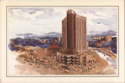 Pan Pacific Hotel Kuala Lumpur Watercolor by Wong Seng-tong Postcard