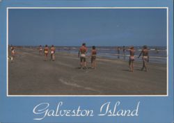 Galveston Island Beach Scene Postcard