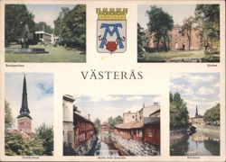 Västerås Multi-View: Stadsparken, Slottet, Domkyrkan Postcard