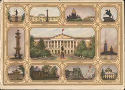 Landmarks of Leningrad Multi-View Collage Postcard