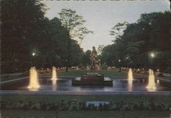 Hoglands Park Night Illumination, Fountain and Statue Postcard