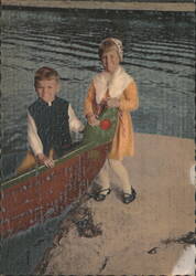 Children in Traditional Dalecarlian Peasant Costumes Postcard