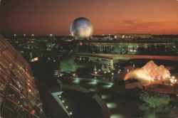 Future World and Spaceship Earth at Night, Epcot Center Postcard