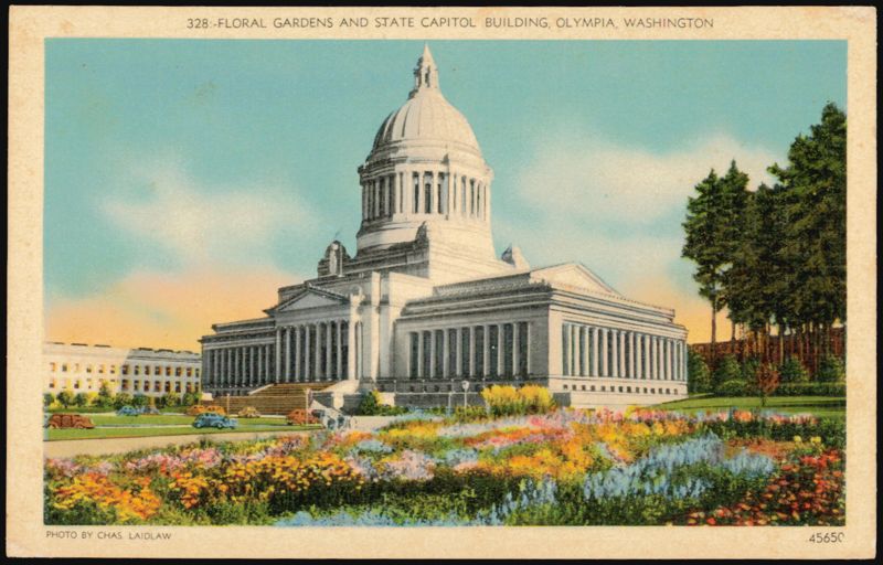 Floral Gardens and State Capitol Building Olympia Washington