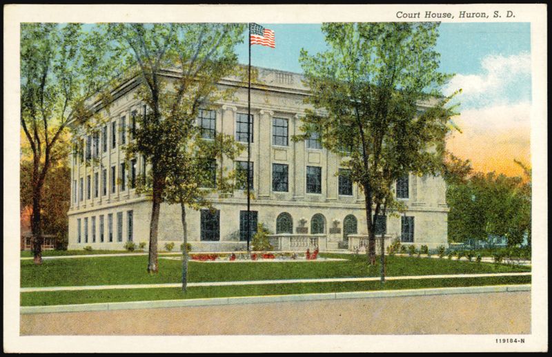 Court House with American Flag Huron South Dakota
