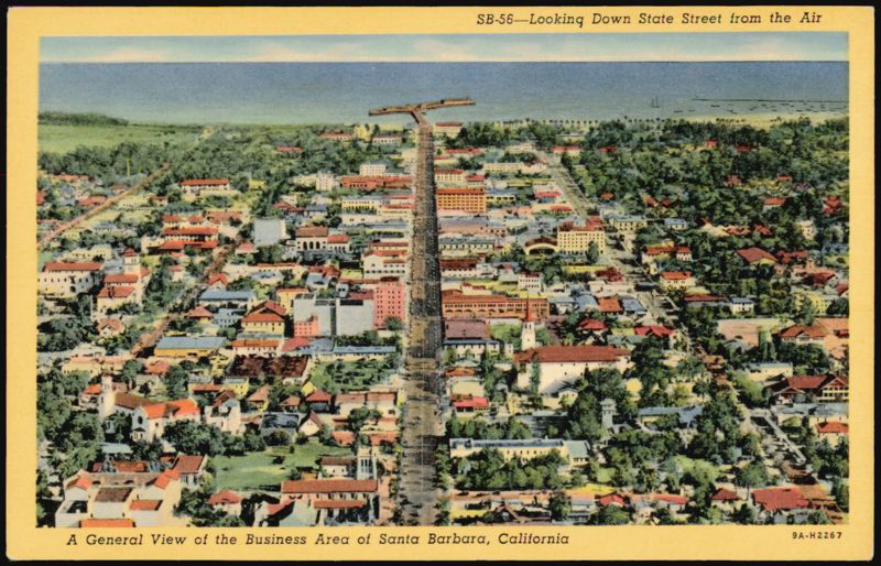 Aerial View of State Street, Santa Barbara, CA California