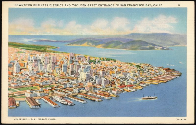 Downtown Business District and Golden Gate Entrance, San Francisco California