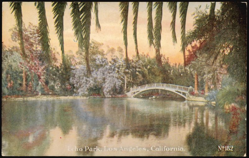 Echo Park Bridge and Palm Trees Los Angeles California