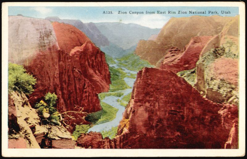 Zion Canyon from East Rim, Angels Landing, Great White Throne Utah