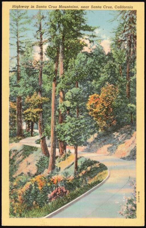 Highway in Santa Cruz Mountains, near Santa Cruz, California