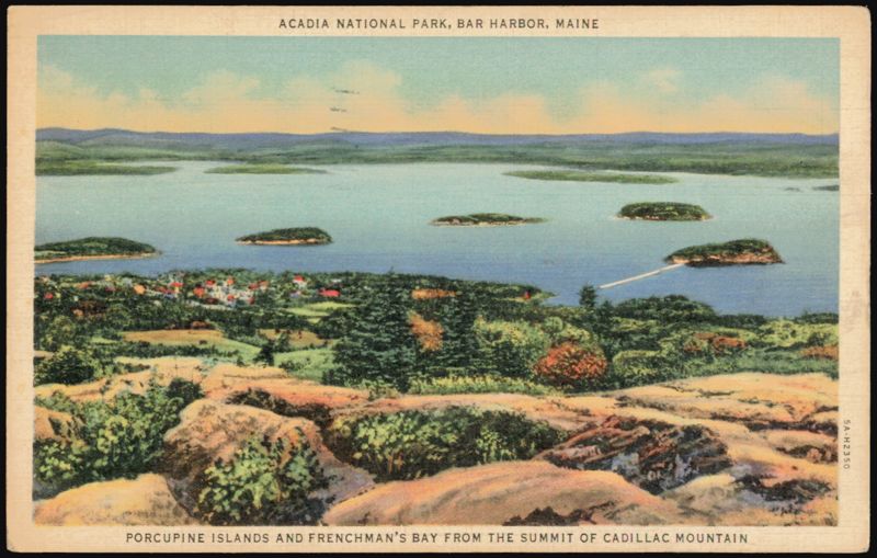 Porcupine Islands and Frenchman's Bay from Cadillac Mountain Bar Harbor Maine