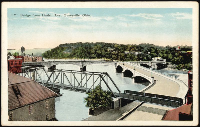 Y Bridge from Linden Ave., Zanesville, Ohio