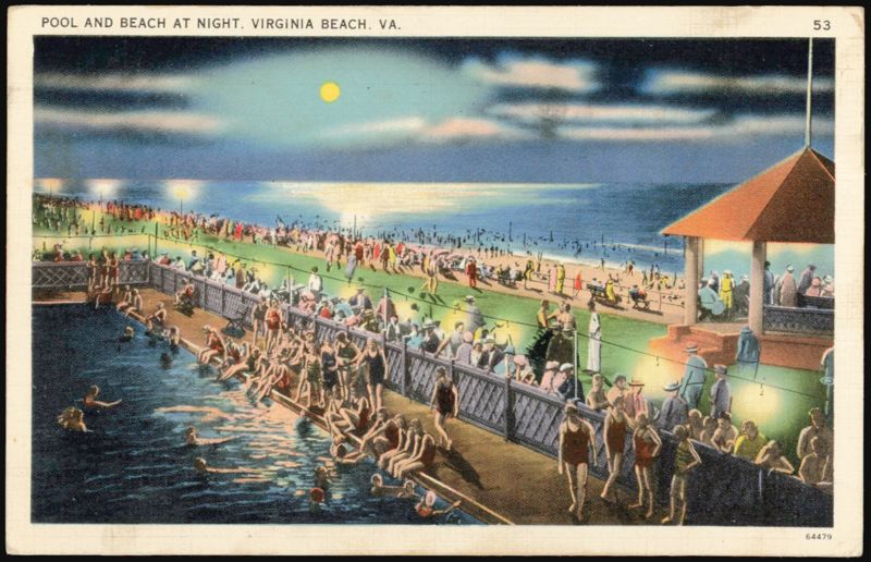 Pool and Beach at Night, Virginia Beach