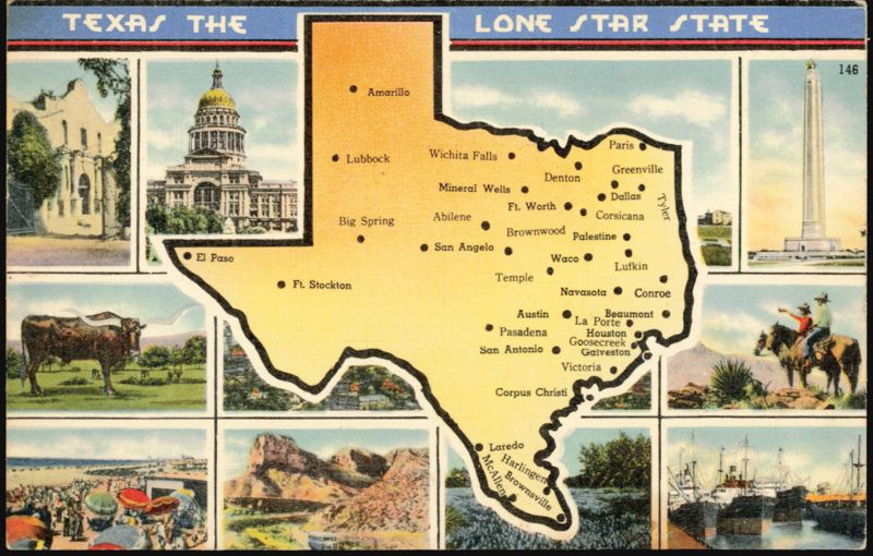 Texas The Lone Star State Map & Landmarks