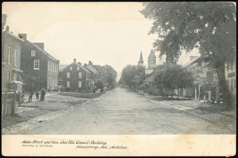 Main Street and Gen. Lee War Council Building, Sharpsburg Maryland