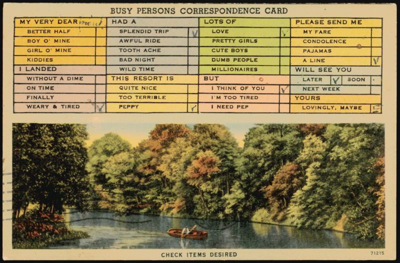 Busy Persons Correspondence Card, River Scene Correspondence Cards