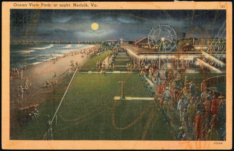 Ocean View Park at Night, Norfolk, VA Virginia