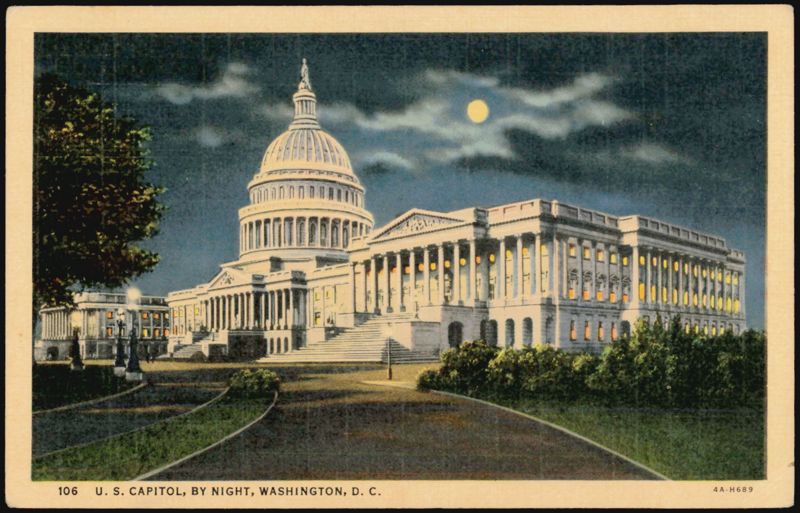 U. S. Capitol by Night, Washington, D. C. District of Columbia