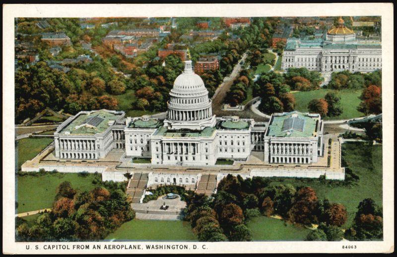 U.S. Capitol and Library of Congress Aerial View Washington District of Columbia