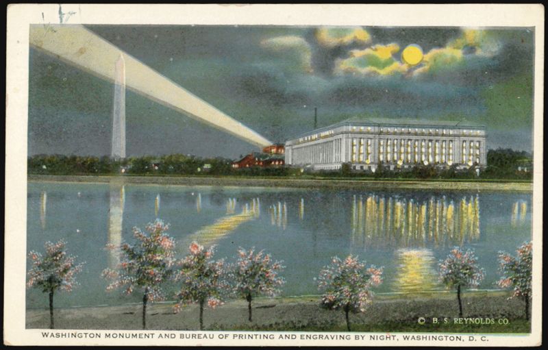 Washington Monument & Bureau of Printing & Engraving Night District of Columbia