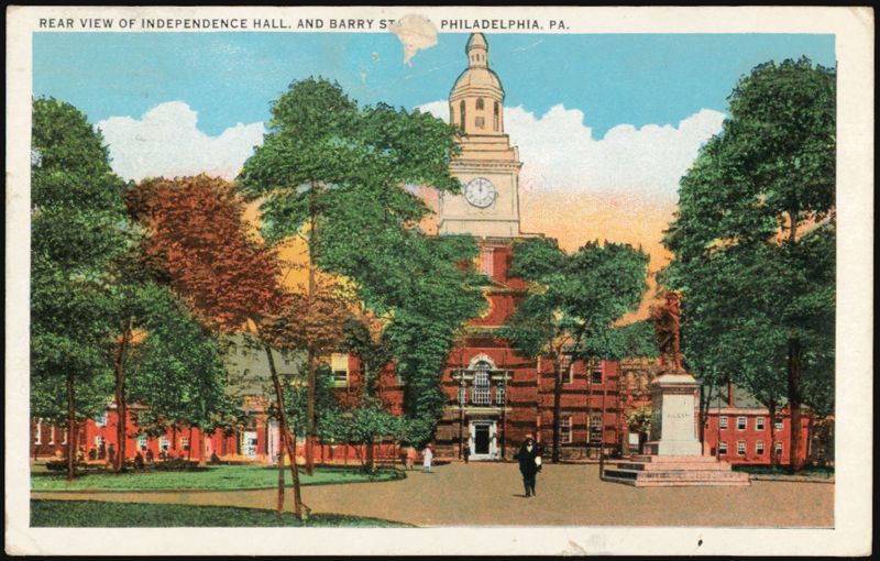 Rear View of Independence Hall & Barry Statue, Philadelphia, PA Pennsylvania