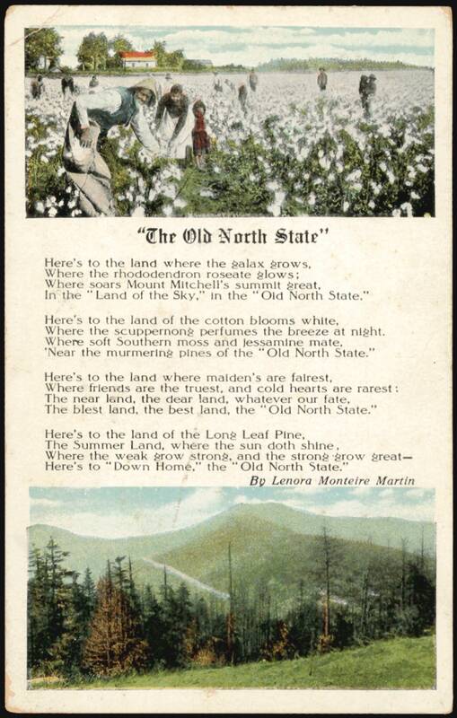 The Old North State Poem, Cotton Field & Mountain Landscape North Carolina