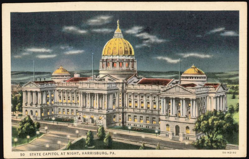 State Capitol at Night Harrisburg Pennsylvania
