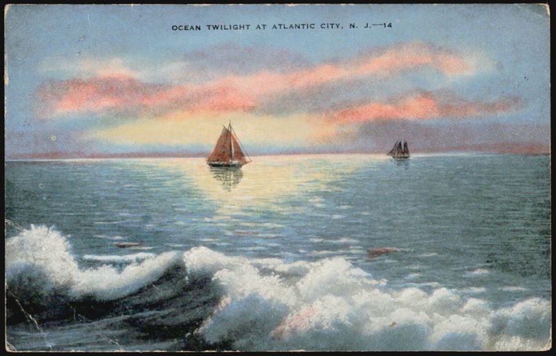 Ocean Twilight, Atlantic City, NJ with Sailboats New Jersey
