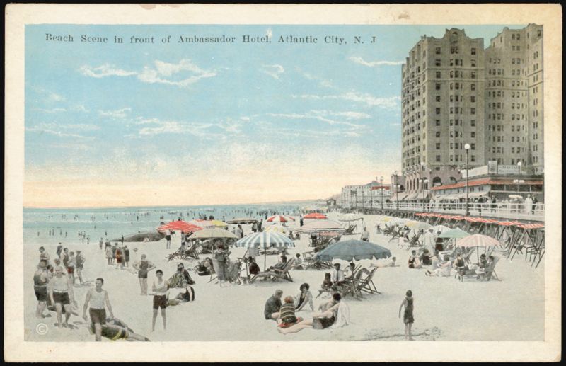 Beach Scene, Ambassador Hotel Atlantic City New Jersey