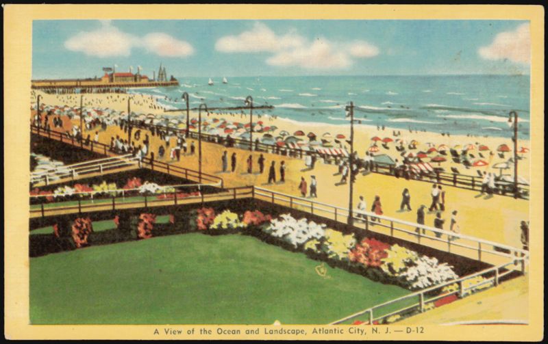 Ocean and Landscape, Atlantic City, NJ Boardwalk View New Jersey
