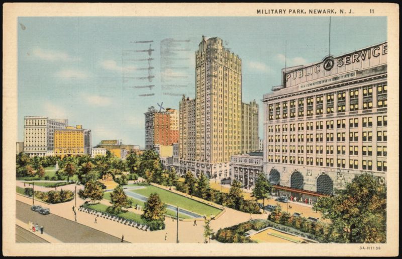 Military Park with Public Service Building Newark New Jersey