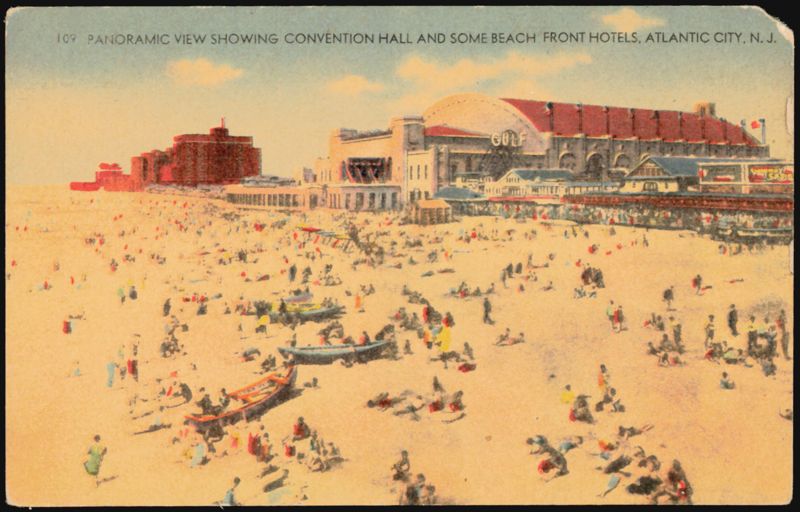 Panoramic View Convention Hall & Beach Front Hotels Atlantic City New Jersey