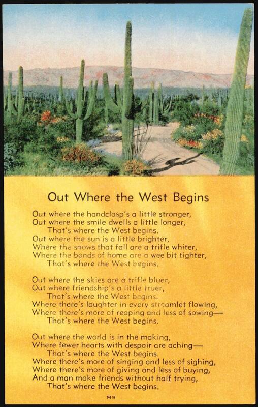 Saguaro Cacti Desert Landscape, Out Where the West Begins Poem