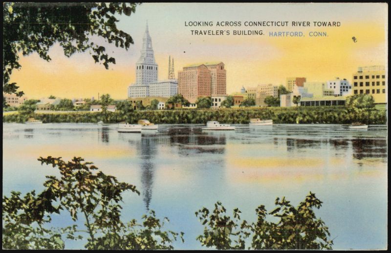 Looking Across Connecticut River Toward Traveler's Building Hartford