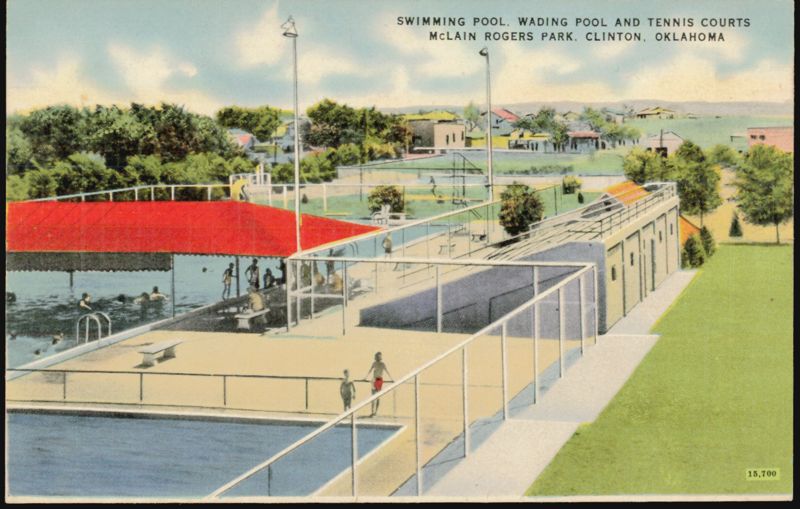 Swimming Pool, Wading Pool and Tennis Courts, McLain Rogers Park Clinton Oklahoma