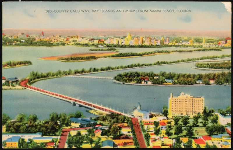 County Causeway, Bay Islands & Miami from Miami Beach Florida