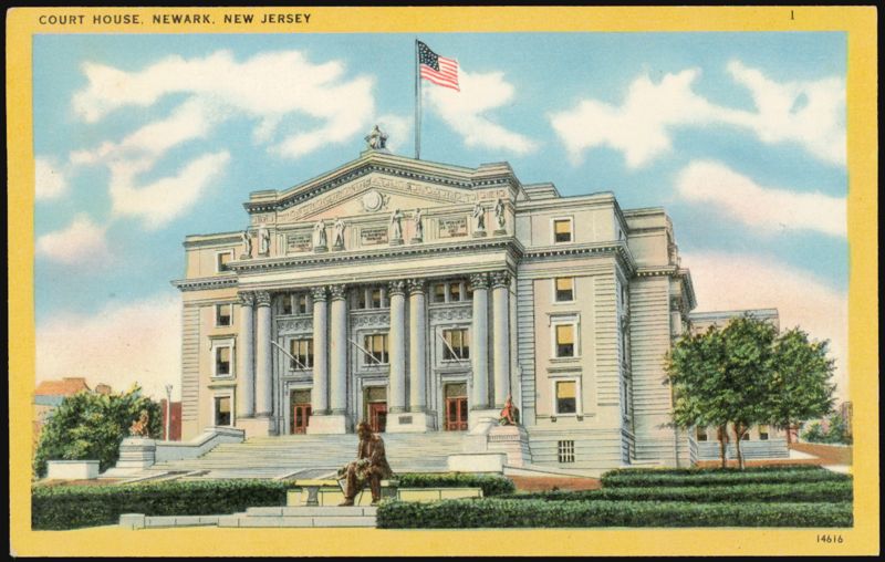 Court House with American Flag & Statues Newark New Jersey