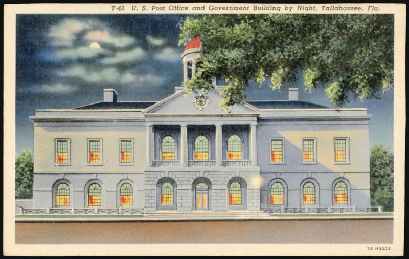 U. S. Post Office and Government Building by Night Tallahassee Florida