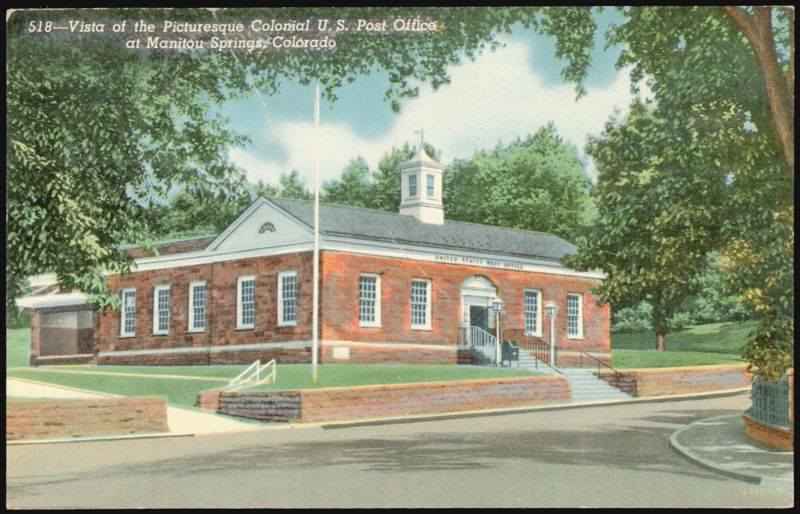 Picturesque Colonial U. S. Post Office, Manitou Springs, CO Colorado