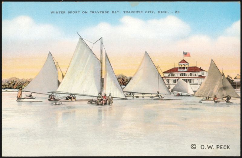Winter Sport on Traverse Bay, Ice Boating Traverse City Michigan