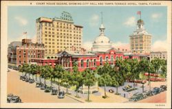 Court House Square, City Hall and Tampa Terrace Hotel Postcard