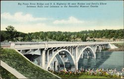 Big Piney River Bridge, US 66, Rolla, Lebanon, MO Ozarks Postcard