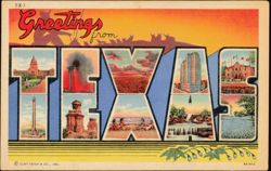 Greetings from Texas Multi-View Letter Card Postcard