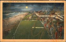 Ocean View Park at Night, Norfolk, VA Postcard